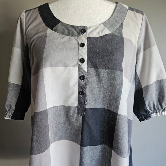 Paprika‎ Dress Womens M Gray White Plaid Gingham Mini Prairie Cottage Country - Picture 2 of 9